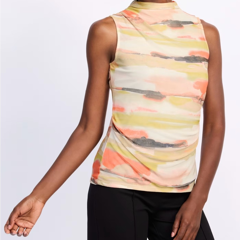 CALVIN KLEIN SUIT SEPARATES
Printed Mesh Mock Neck Top